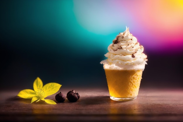 Una tazza di limonata con un limone sul lato