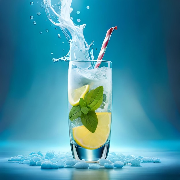 Una tazza di limone combinato con succo d'acqua e menta rinfrescante