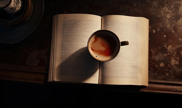 una tazza di tè è aperta a una pagina che dice " la parola tè ".