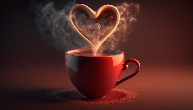 Una tazza di tè o caffè a forma di cuore