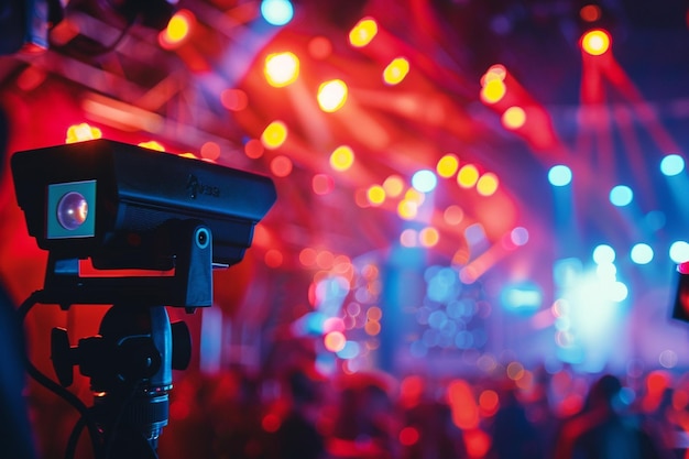 Una telecamera di riconoscimento facciale in una sala da concerto per l'AI generativa