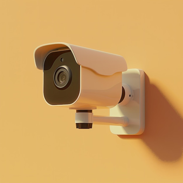 una telecamera di sicurezza bianca con un pulsante bianco e nero