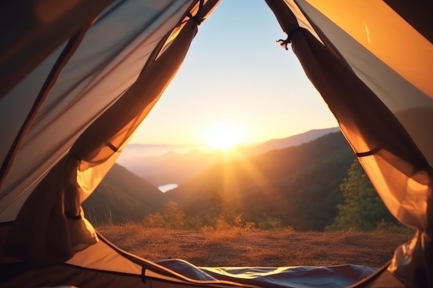 Una tenda con il sole che splende attraverso la finestra