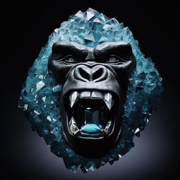 Una testa di gorilla fatta di belle pietre preziose Animali selvatici Decorazioni Illustrazione Generativa AI