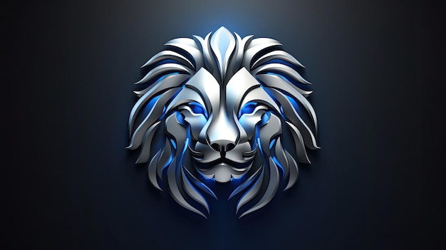Una testa di leone con una luce blu sullo sfondo.