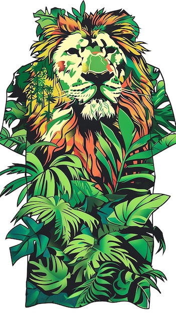 una testa di leone con uno sfondo verde