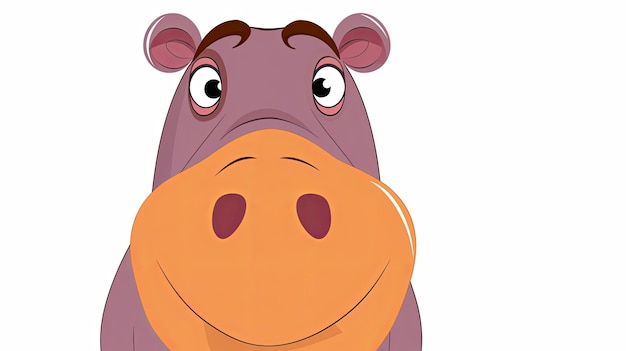 Una testa e le spalle di un ippopotamo, la bocca aperta, vista anteriore intimidatoria, cartone animato