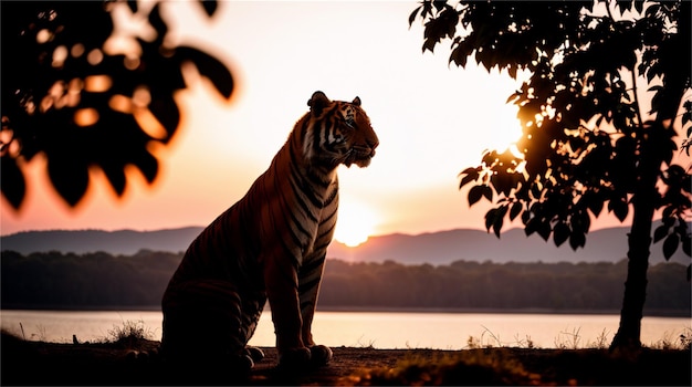 Una tigre al tramonto