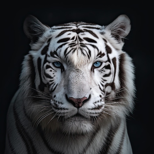 Una tigre bianca con gli occhi azzurri