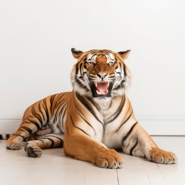 Una tigre con la bocca aperta