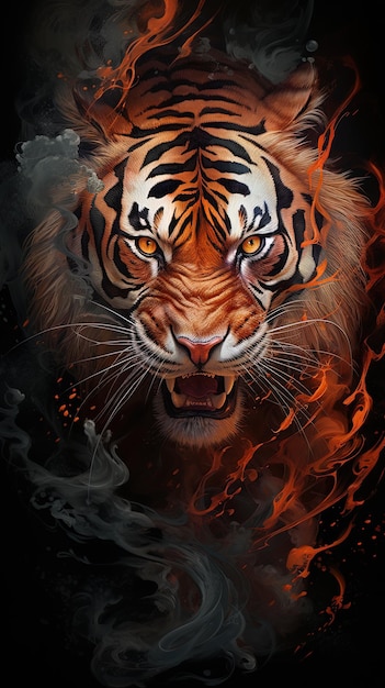 una tigre con la faccia rossa e le parole tigre in fondo