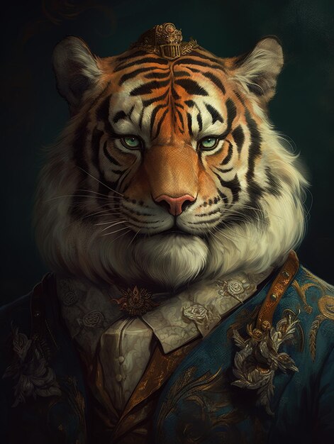 una tigre con una camicia blu che dice tigre su di essa