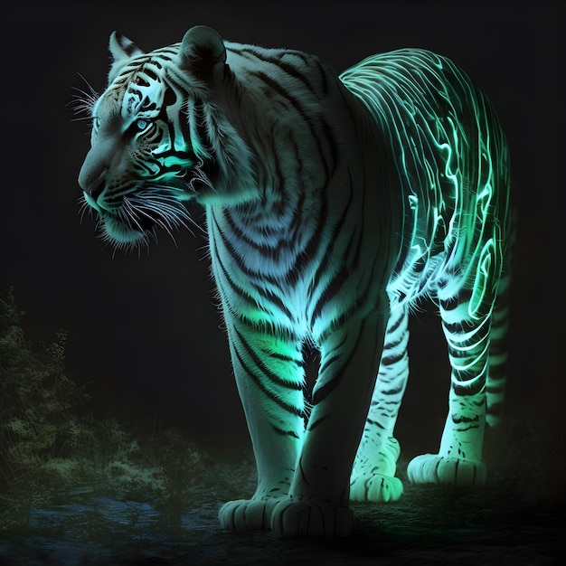 Una tigre con una coda luminosa