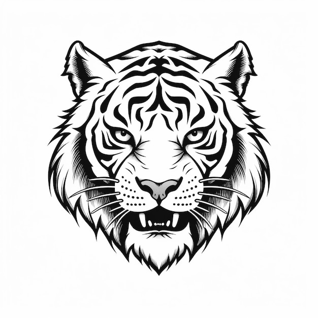 Una tigre con una faccia in bianco e nero.