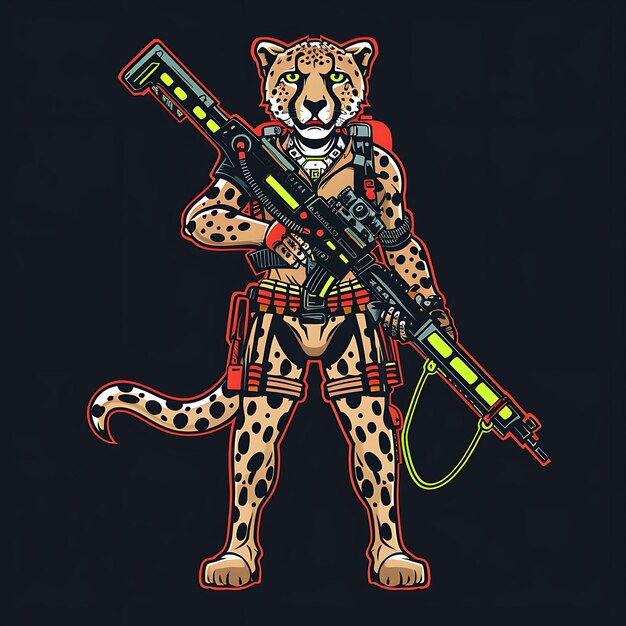 una tigre con una pistola che dice cheetah