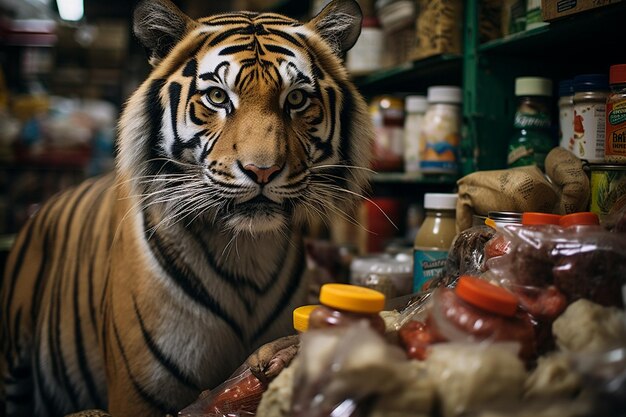 Una tigre elegante in un ambiente interno Ai generativa