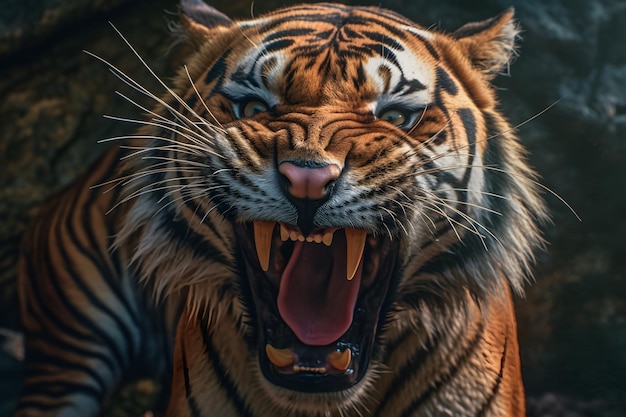 una tigre furiosa che ruggisce