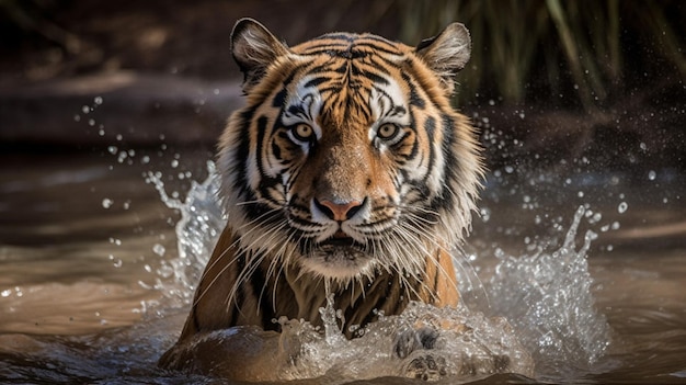 Una tigre nell'acqua