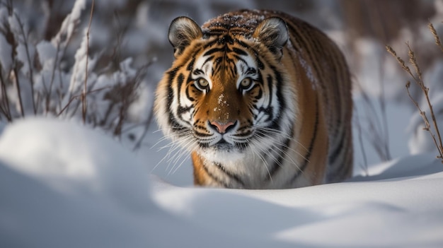 Una tigre nella neve