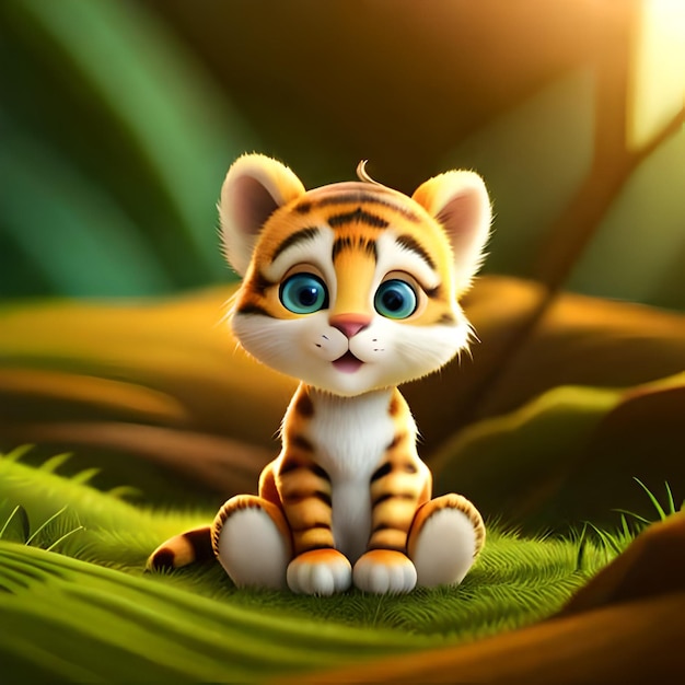 Una tigre seduta nell'erba