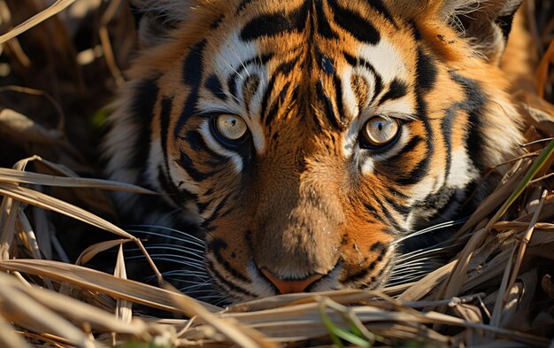 Una tigre si prepara ad attaccare.