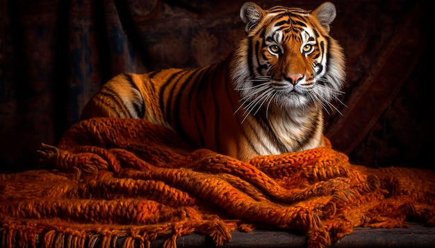 Una tigre su una coperta