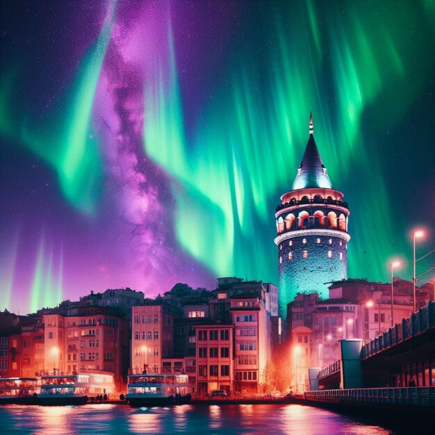 una torre con la parola aurora sopra