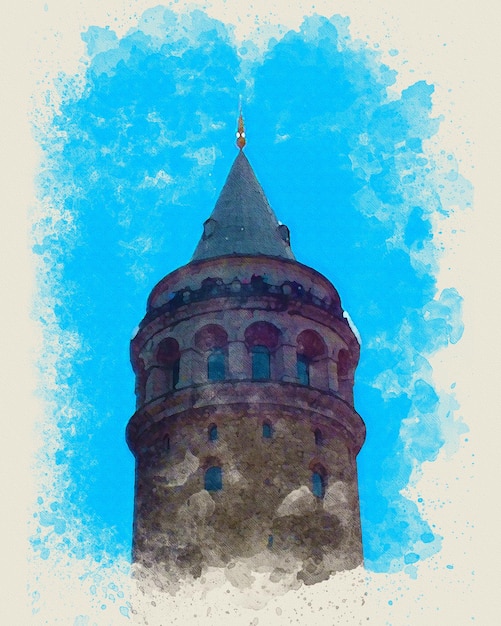 Una torre dell'acqua con una torre che ha un orologio sopra