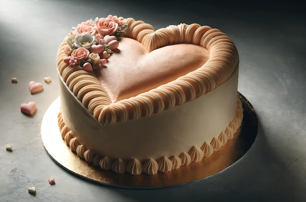 una torta a forma di cuore