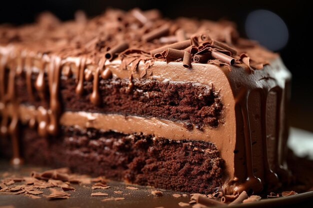 una torta al cioccolato con glassa di cioccolato su un piatto