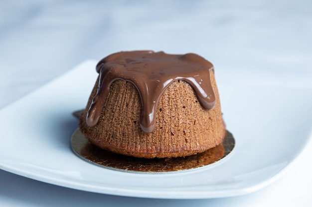 Una torta al cioccolato con sopra una glassa al cioccolato