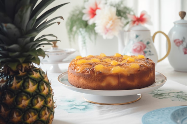 Una torta all'ananas