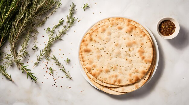 una torta con dei semi e un piatto con un ramo di grano