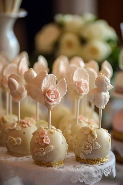 Una torta con glassa bianca e un fiore sopra