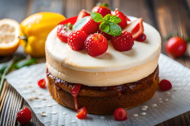 una torta con sopra un limone