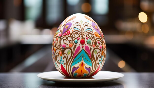 una torta con un uovo di Pasqua decorato