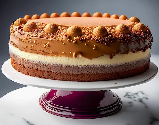 Una torta con uno strato marrone e bianco con sopra la scritta "noce moscata".