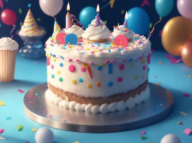 Una torta di buon compleanno carina Generative AI Illustration