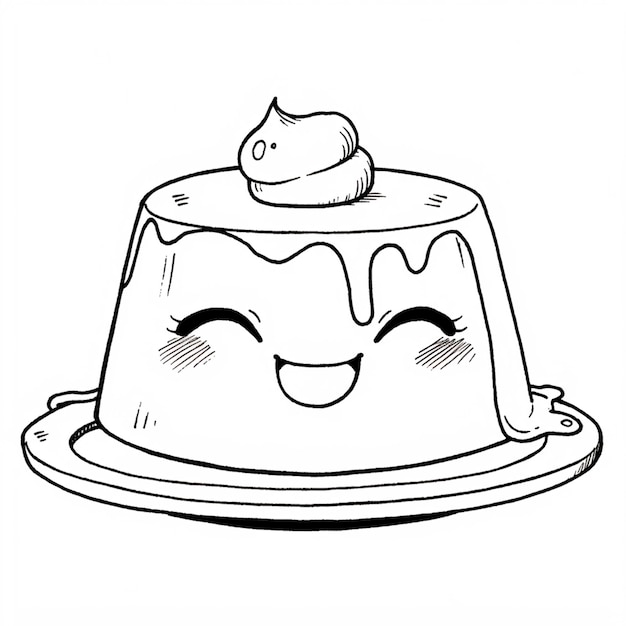 una torta di cartoni animati con una ciliegina in cima su un piatto generativo ai