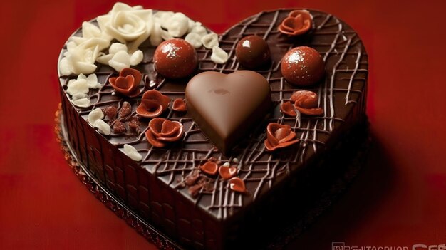 Una torta di cioccolato a forma di amore