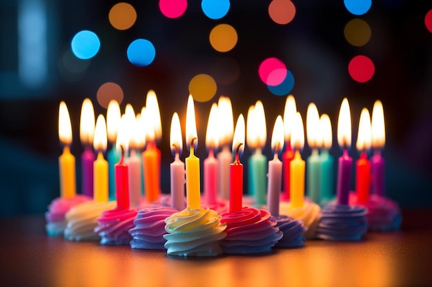una torta di compleanno con delle candele sopra