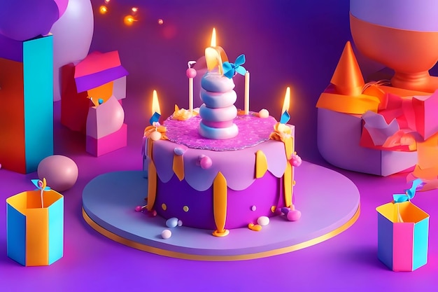 una torta di compleanno con una scatola di candeline.