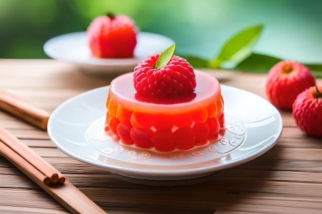 una torta di fragole con un piatto di fragole su di essa