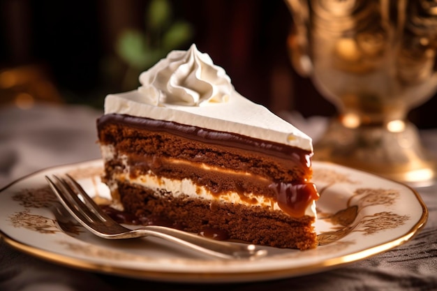 Una torta di Sacher è servita su un piatto