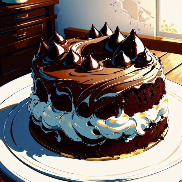 Una torta ricoperta di glassa al cioccolato