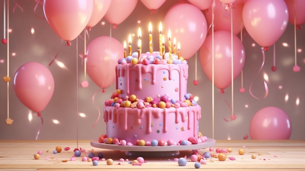 Una torta rosa con sopra il numero 7