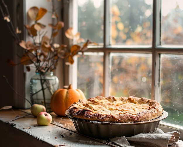 Una torta rustica che si raffredda sul davanzale di una finestra, un invito a indulgere l'essenza delle case.