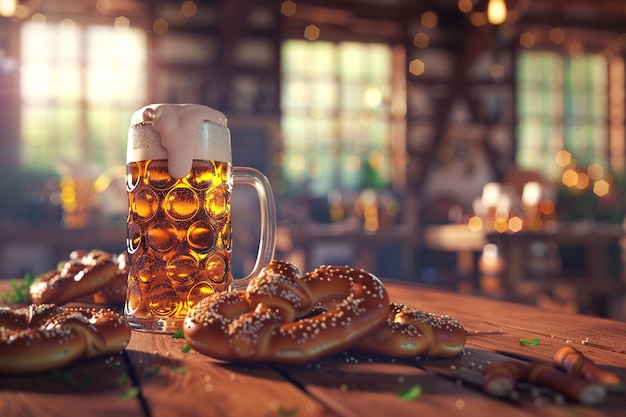 Una tradizionale celebrazione dell'Oktoberfest con birra e