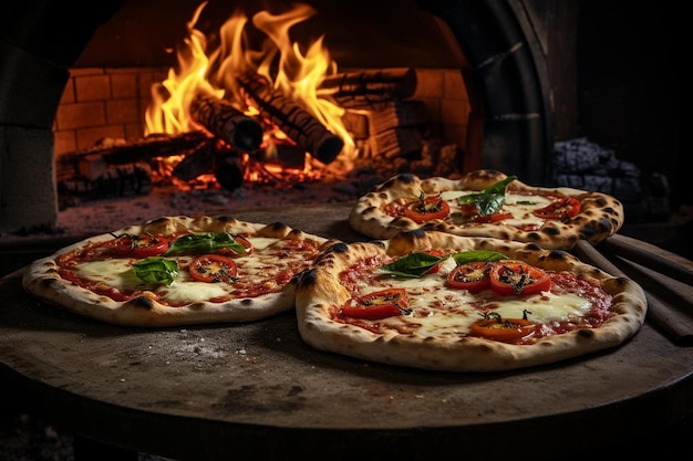 Una tradizionale pizza napoletana cotta in un forno caldo