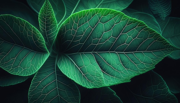 Una trama intricata e organica di foglie verdi, un'illustrazione bella e dettagliata della bellezza della natura